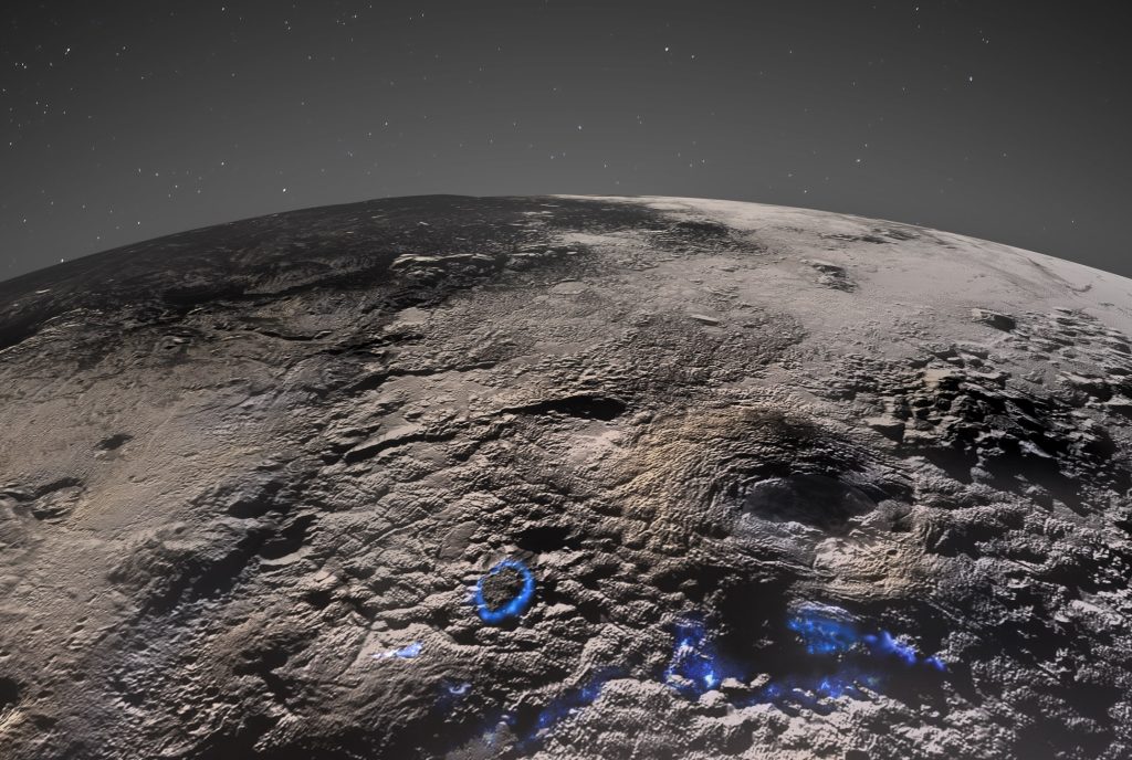Vulcões de gelo de 6 quilômetros e meio de altura, em Plutão